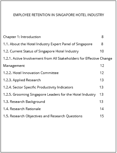 Sample table of contents for thesis