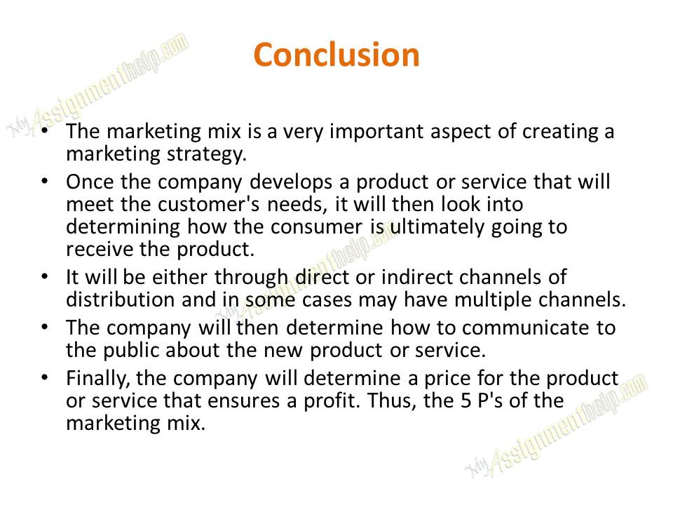 conclusion of marketing mix assignment